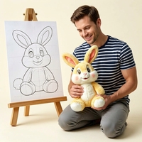 Peluche personnalisée en gros, motif animal de dessin animé, jouet en peluche lapin sur mesure OEM, logo brodé personnalisé pour souvenir