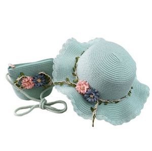 Sombrero de Paja para Niños, Estilo Bohemio con Flores, Lindo Sombrero de Playa para Niñas, Protección Solar y Bolsa para Niña - Product Image 2
