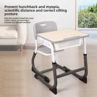Ensemble de bureau et chaise d'étudiant moderne en gros, hauteur fixe, structure métallique, mobilier scolaire, ensemble de bureau d'étude individuel pour salle de classe