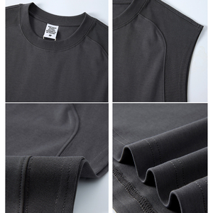 Camiseta sin mangas personalizada para hombre, de algodón, con logo bordado, estilo hip hop, oversize, cuello redondo, sin mangas, de gran gramaje - Product Image 4