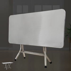 <span class=keywords><strong>Tavolo</strong></span> pieghevole rettangolare moderno in acciaio inox per la casa all'aperto semplice quadrato lungo <span class=keywords><strong>tavolo</strong></span> da pranzo per soggiorno - Product Image 1