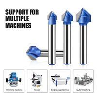 Vástago de 6mm y 1/4 pulgadas, hoja de carburo de 90 grados, ranurado en V, brocas para enrutador de carpintería, cortador de molino para herramientas CNC de carpintería de madera