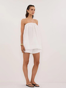 Débardeur en coton décontracté pour femme, style vacances à la française, sans bretelles, coupe droite, avec lien élastique, ample et polyvalent - Product Image 4