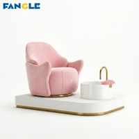 Fauteuil de pédicure professionnel rose avec siège inclinable et drainage automatique intégré pour spa et salon de manucure, fauteuil de massage des pieds et base