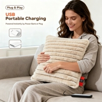 Coussin chauffant multifonctionnel USB, 3 niveaux de température, coussin chaud en fourrure de lapin douce pour canapé, lecture, bureau, travailleurs