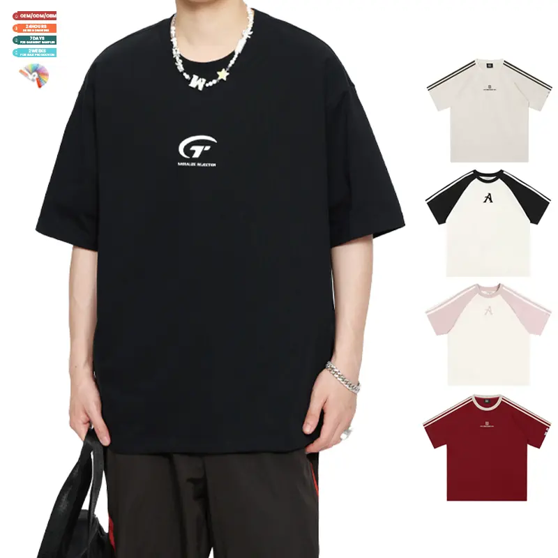 Boy rahat gevşek üstleri erkekler için pamuk siyah Streetwear gömlek baskılı Logo T Shirt