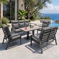 Ensemble de meubles de patio contemporains et durables, table de bureau réglable en hauteur, en aluminium résistant aux UV, pour extérieur, jardin et loisirs