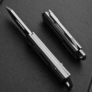 D2 Mini Folding Knife 4 Cm Blade Multi Function Portable Outdoor Self Defense Tool Silver Color - Product Image 1