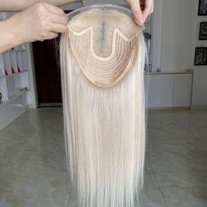 Toupee de Cabello Humano con Frente de Encaje 8x10 # Postizo de Cabello Rubio de Alta Calidad, Listo para Enviar, con Línea de Cabello Invisible, para Mujeres - Product Image 5