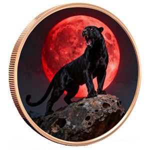 Moneda de Cobre Puro 999 de 1 Onza, Pantera Negra Colorida, Medalla de Arte Coleccionable en Alto Relieve, Pequeña Barra de Cobre - Product Image 1