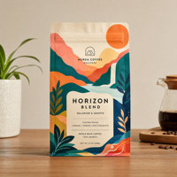 Sachet d'emballage personnalisé à fond plat avec huit soudures latérales pour café et protéines en poudre, sac de stockage imprimé sur mesure avec valve et fermeture éclair