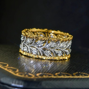 Anello a Foglia di Grano Bicolore per Donne, Elegante Gioiello in Metallo, Accessorio per Uso Quotidiano, Feste e Appuntamenti - Product Image 3
