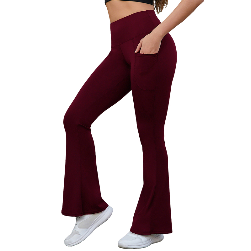 High-Waisted Solid Tummy Control Butt-Lifting Yoga Leggings Elastic Waist Wide-Leg Full-Length Spandex/Polyester Shapewear