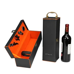 Kemasan hadiah kotak anggur merah tunggal dan ganda kulit PU antik kualitas tinggi pemrosesan grosir LOGO kustom anggur kualitas tinggi