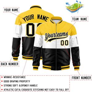 เสื้อแจ็คเก็ตบอมเบอร์แบบซิปเต็มตัวสั่งทำพิเศษพร้อมชื่อและหมายเลข ผ้า PU น้ำหนักเบาสำหรับผู้ชาย ใส่ลำลองในฤดูใบไม้ร่วง - Product Image 3