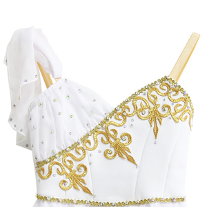 <span class=keywords><strong>Robe</strong></span> de ballet pour adultes et enfants de haute qualité OEM ODM, jupe de ballet, costume de scène Cupidon, blanc et or, talisman - Product Image 3