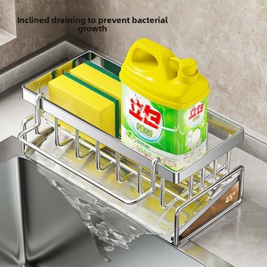 Multifunctional Metal Kitchen Storage Rack 304 Stainless Steel Storage Rack Dish Soap and <b>Scrub</b> <b>Brushes</b> Holder - Product Image 3