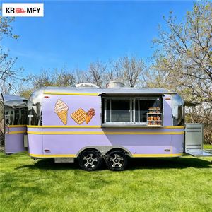 Snack Fast Food Towable Food Trailer Fully Equipped Street Vending Cart Coffee Cart Kiosk Mobile Business Stainless Steel - Product Image 1