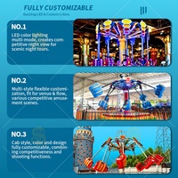 Parc d'attractions : Manèges à spirale, super balançoires pour enfants, sensations fortes