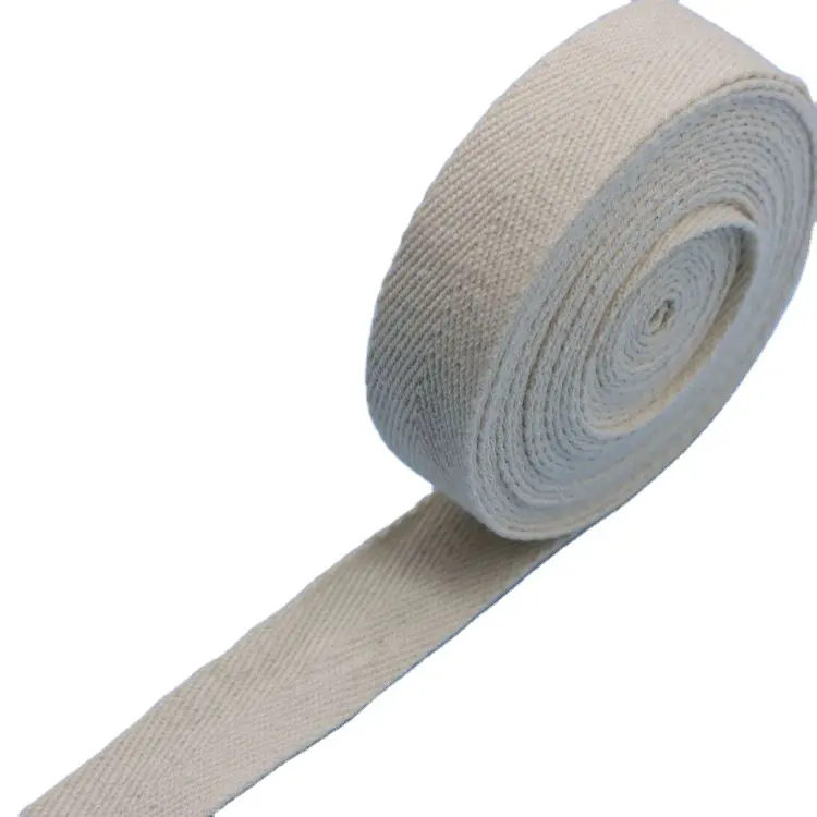 1Inch White Herringbone Twill Custom Plain Cotton Webbing Strap Ribbon Tape For Pants Hat Bag