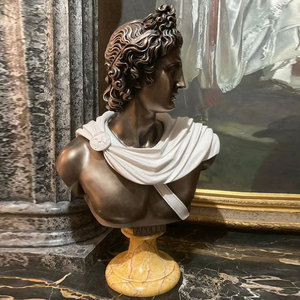 Escultura de Busto del Dios Griego Apolo en Bronce Patinado Antiguo, Estilo Occidental, de Lujo <span class=keywords><strong>y</strong></span> Personalizada, para Decoración Artística de Bibliotecas <span class=keywords><strong>y</strong></span> Museos - Product Image 1