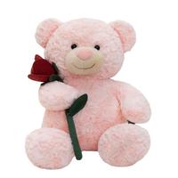 Ours en peluche pour la Saint-Valentin, jouet en peluche multi-tailles, brun, en peluche douce, classique, avec une rose en peluche pour la décoration de la maison