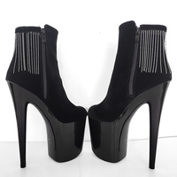 Bottes à talons pour femme 20CM, style Stripper, avec pampilles, pour pole dance, plateforme