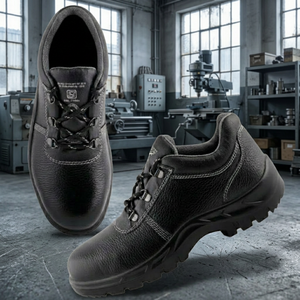 Chaussures de sécurité en cuir à embout d'acier pour hommes, semelle extérieure en caoutchouc antidérapante, lacets, bottes de travail, toutes saisons, semelle intermédiaire en EVA - Product Image 6