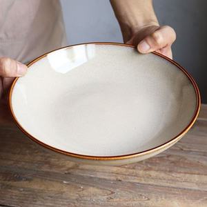 Assiette à steak en céramique, grès, ronde, faite à la main, couleur unie, vaisselle pour restaurant et usage domestique - Product Image 5