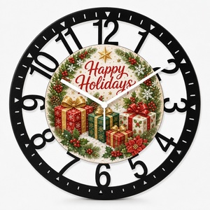 Orologio da Parete in Ferro 'Happy Hanukkah' 25cm, Design Menorah, Orologio Rotondo in Metallo Stampato, Silenzioso al Quarzo, Decorazione per la Casa, Festività - Product Image 3