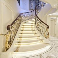 DB Villa traditionnel haut de gamme conception de luxe, semelle en marbre de 16mm, escaliers incurvés avec Balustrade en fer forgé, Balustrade en acier