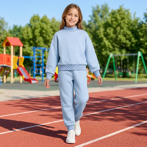 Kids Boys Winter Casual Cotton Fleece Heavyweight <b>Plus</b> <b>Size</b> Breathable Eco-Friendly Hooded Solid Tracksuit Set Zipper Hoodie - Product Image 2