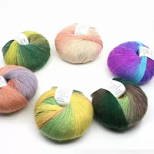 High Quantity Wholesale Wool Fancy Crochet Soft Cake Rainbow Yarns For Knitting