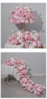 Rangées de fleurs artificielles en soie rose romantique pour la décoration de la scène de mariage, la décoration de la cérémonie de proposition de mariage de Noël