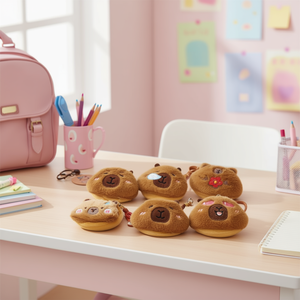 Porte-monnaie en peluche ours kawaii 7 pouces avec porte-clés mousqueton pour filles - Product Image 2