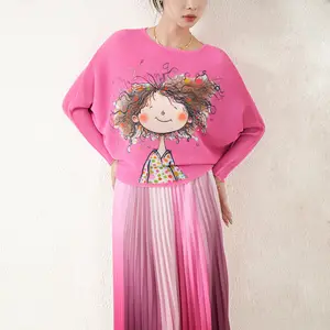패션 하이 퀄리티 미야케 플리츠 탑 여성 고인돌 소매 y2k 숙녀 최고 새로운 도착 의류 셔츠