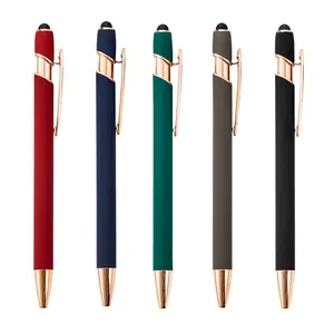 2023 Profession eller Touch Pen 2 in 1 Soft Screen Stylus Benutzer definierte Kugelschreiber Luxus mit Logo Roségold Kugelschreiber Metall