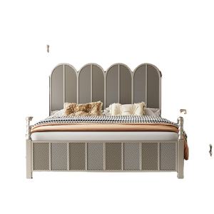 <span class=keywords><strong>Lit</strong></span> double en bois massif de style rétro français 1,8 m, style américain, colonnes romaines sculptées, couleur café, pour la maison principale - Product Image 2