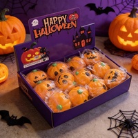 Jouet anti-stress en PU en forme de citrouille d'Halloween à récupération lente, avec emballage en boîte, pour les jeunes