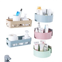 Étagère de rangement pour salle de bain sans perçage, support mural sans perforation, étagère simple en ABS sans coins pour salle de douche