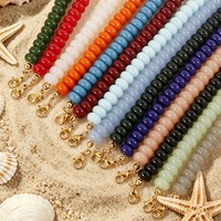 Collier de perles en verre cristal rondes Abacus 5*8MM couleur bonbon, faites à la main, pour l'été et la plage, style mode doré
