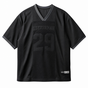 Custom Embroidery Vintage Black Mesh <b>Fan</b> Football Jersey V <b>Neck</b> Streetwear Sports Shirt Team Number Jersey - Product Image 2