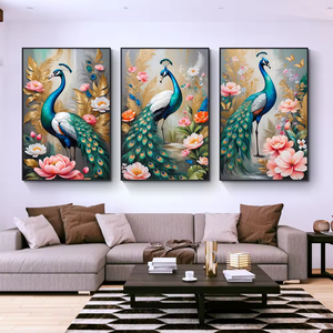Arte stampata digitale ad alta definizione della tela per la decorazione della parete domestica, arte animale del <span class=keywords><strong>pavone</strong></span> e murale di arte della parete del salone - Product Image 2