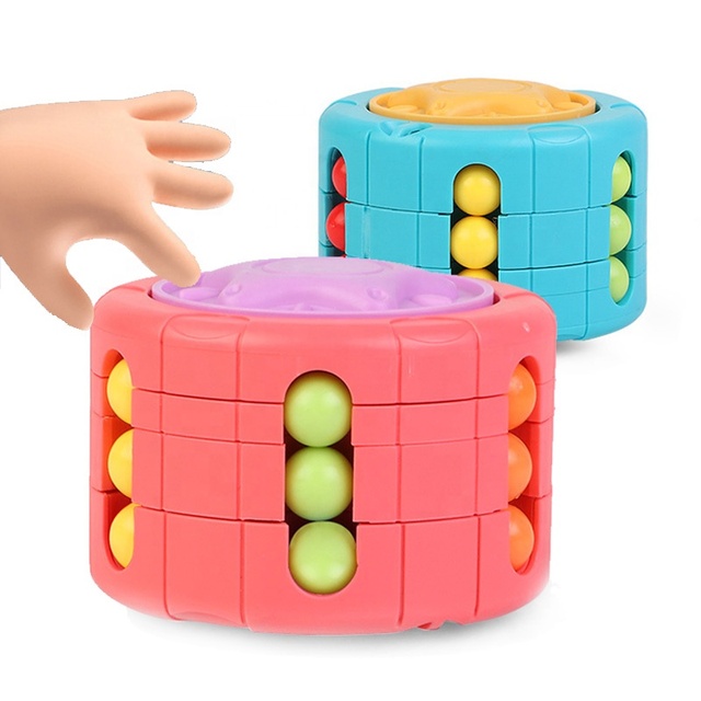 Magic Bean Rotating Brain Teaser Finger Puzzle Toy Kids Educational Handheld Spinner Stress Relief Cube Game Sensory Toys