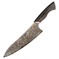 Couteau de chef en acier damas cuivré de haute qualité de 8 pouces, 33 couches, avec cœur VG10, ultra-affûté, couteau de cuisine japonais, manche en fibre végétale