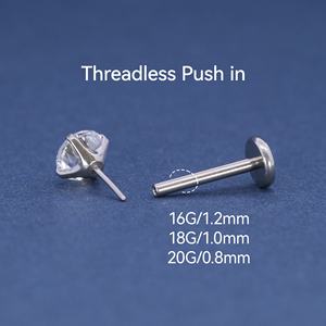 Astm F136 Titanio 2mm 3mm 4mm 5mm Cz Labret Cartílago Labret <span class=keywords><strong>Helix</strong></span> Titanio Parte posterior plana Pendientes G23 Piercing para el cuerpo Joyería - Product Image 4
