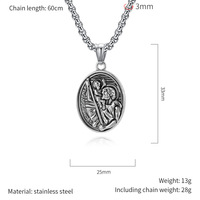 Collier pendentif vintage en acier inoxydable imperméable à l'eau, motif religieux catholique Patronus Saint Christophe, bijoux de mode pour la vente en gros, pour hommes