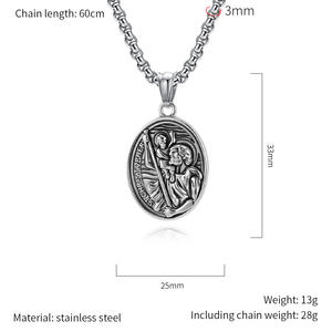Kalung liontin perhiasan modis besi tahan karat tahan air religius <span class=keywords><strong>St</strong></span> <span class=keywords><strong>Christopher</strong></span> Katolik antik liontin untuk pria grosir - Product Image 5