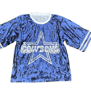 Women's <strong>Plus</strong> <strong>Size</strong> <strong>Sequin</strong> <strong>Tops</strong> Casual Cowboy Football Game Day Shirts with Leopard Pattern Knitted Fabric Jersey - Product Image 2