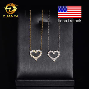 EE. UU. Stock local Envío rápido Pequeños dijes de corazón 925 Plata <span class=keywords><strong>Moissanite</strong></span> Pass Diamond Test Collar de corazón chapado en oro para mujeres - Product Image 2